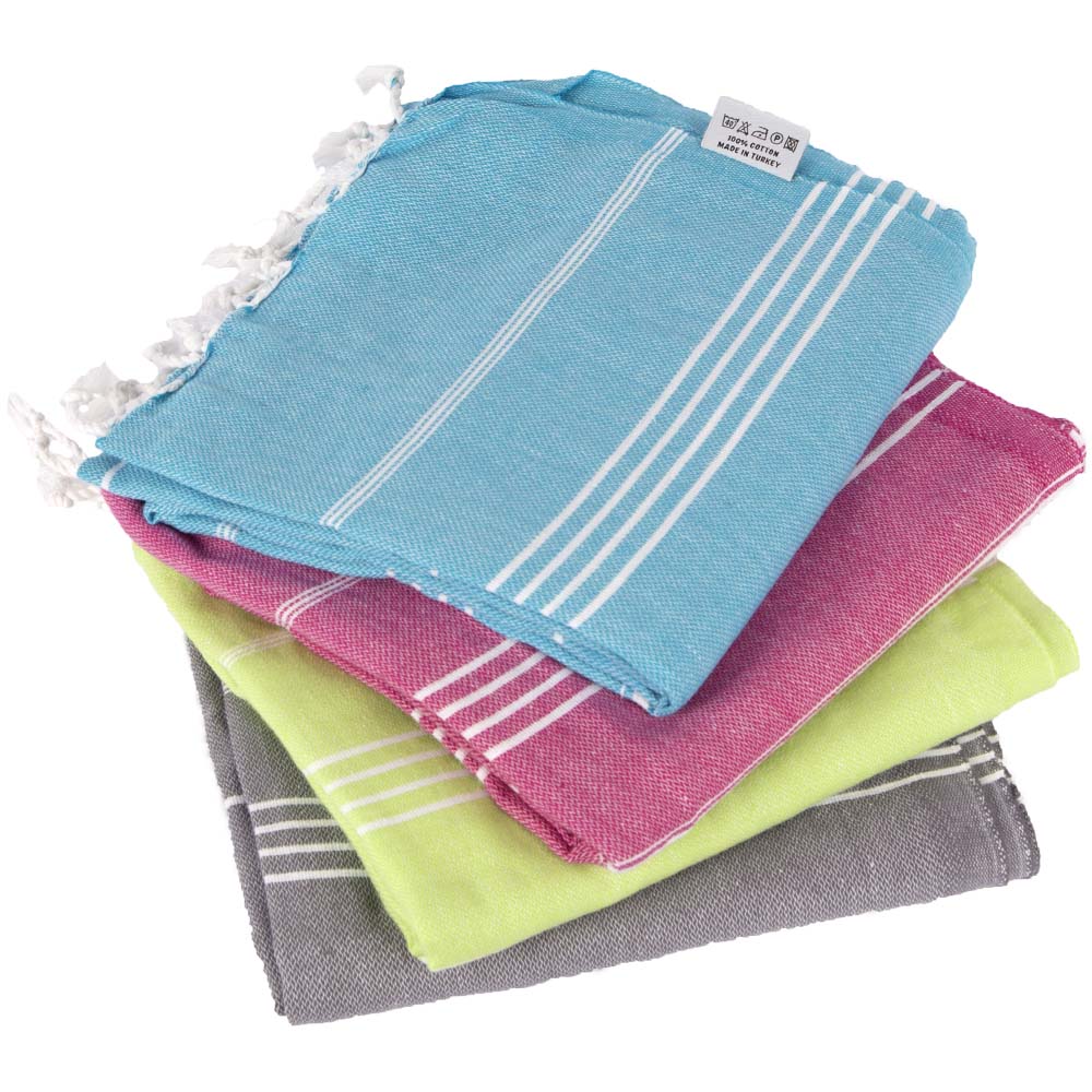  HILLFAIR 100% Cotton Turkish Beach Towels- Hammam Towel- 39 x  72 XXL Oversized Beach Towels for Adults- Light Sand Free Beach Bath Towels-  Clearance Gifts Beach Accessories-Set of 4-Yellow Blue 